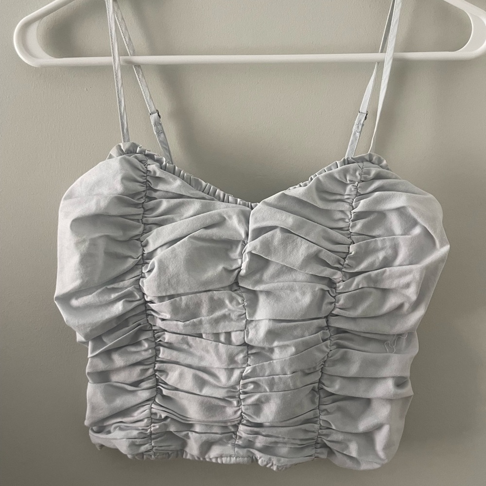 Abercrombie & Fitch Women's Light Blue Ruffle Top V-Neck Size Small